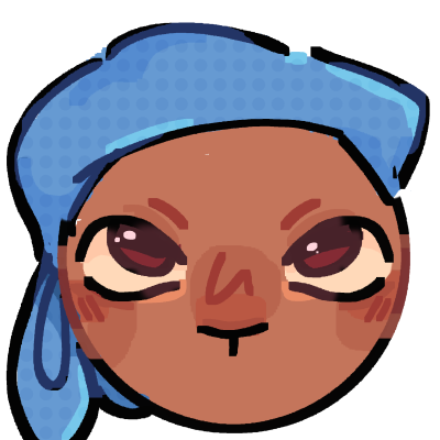 A person with brown skin and brown eyes wearing a patterned blue silk scarf on their head.